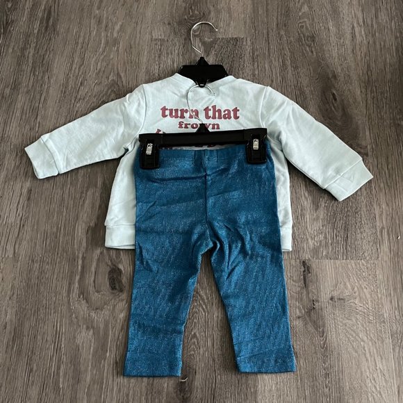 NWT Peek Essentials Graphic Sweatshirt & Leggings Set Light Blue 3-6M - Picture 6 of 10